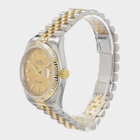 Rolex Datejust 116233 Two-Tone 18KY & Steel Champagne Index Jubilee 36mm Watch - Picture 3 of 9